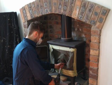 Clean fireplace after a professional chimney sweep in Wigan